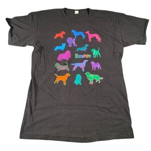 Cal Cru Vintage Single Stitch Boston Dogs Graphic T Shirt OSFM 2X Black Y2K 0087